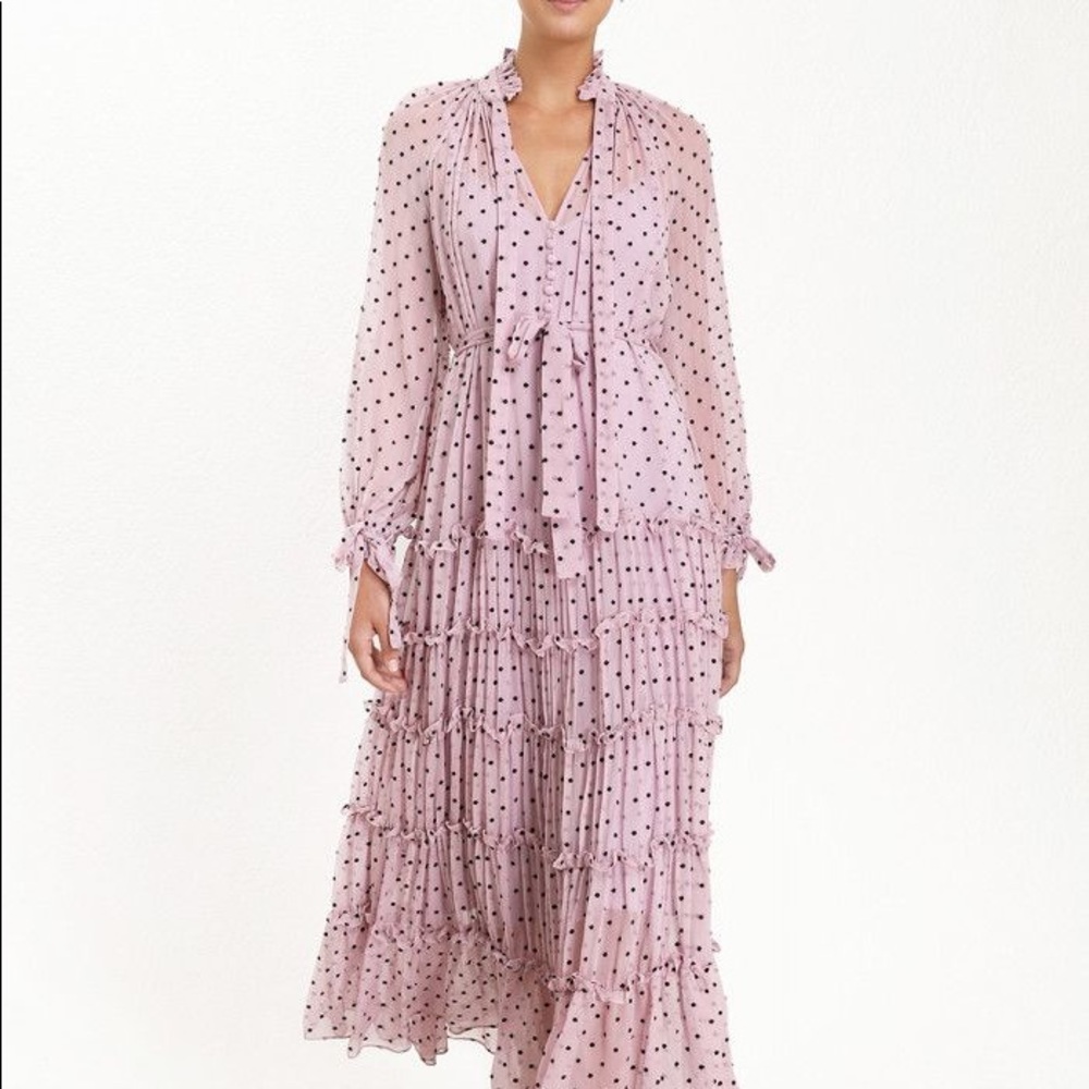 Zimmermann Lilac/Black Dot Tiered Dress